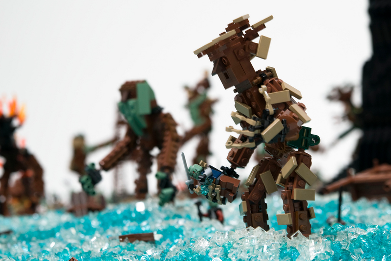 Illustration for article titled The Battle of Isengard from Lord of the Rings, depicted in 22,000 LEGO bricks